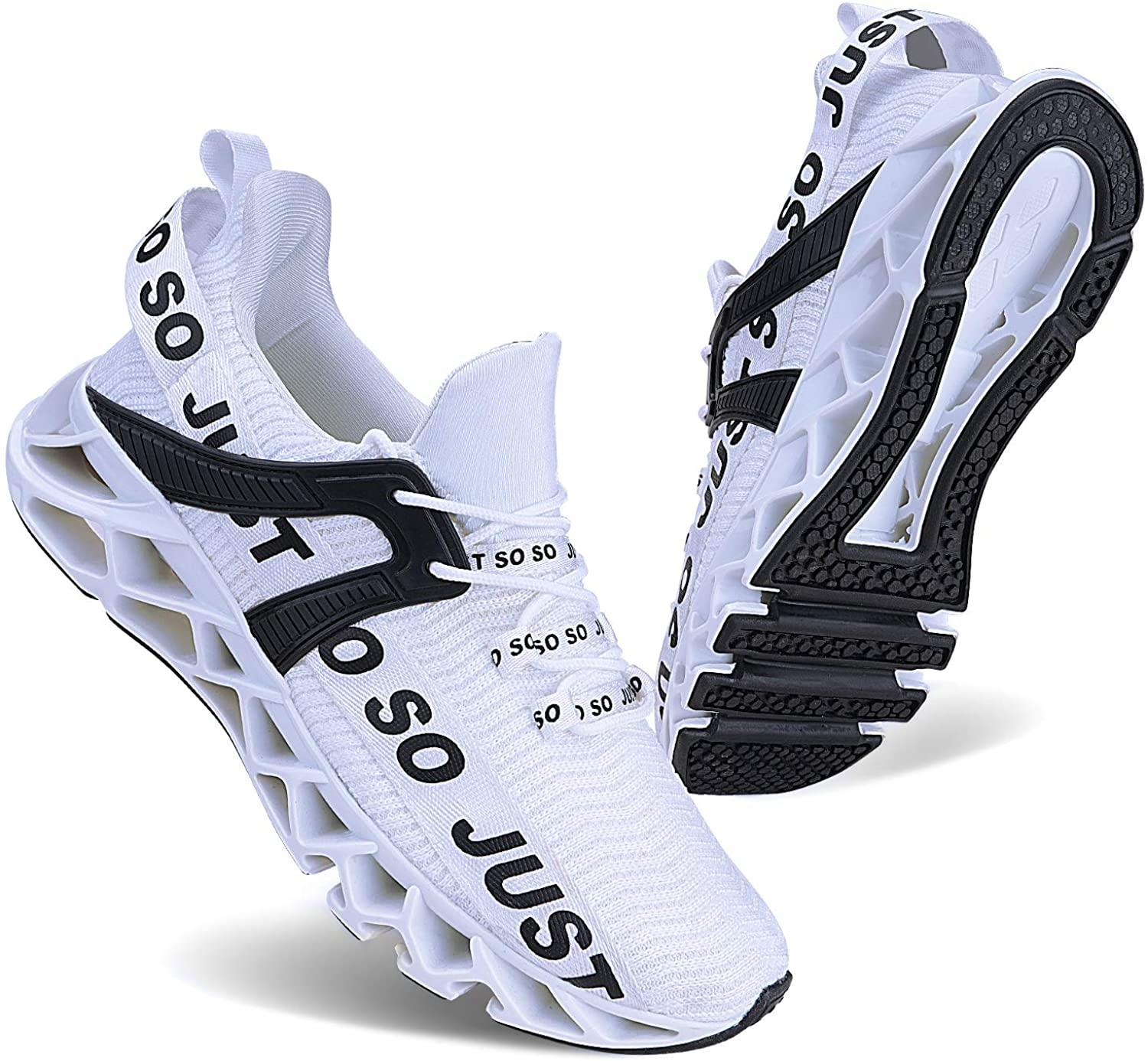 JSLEAP Mens Running Shoes Walking Non Slip Blade Type Sneakers