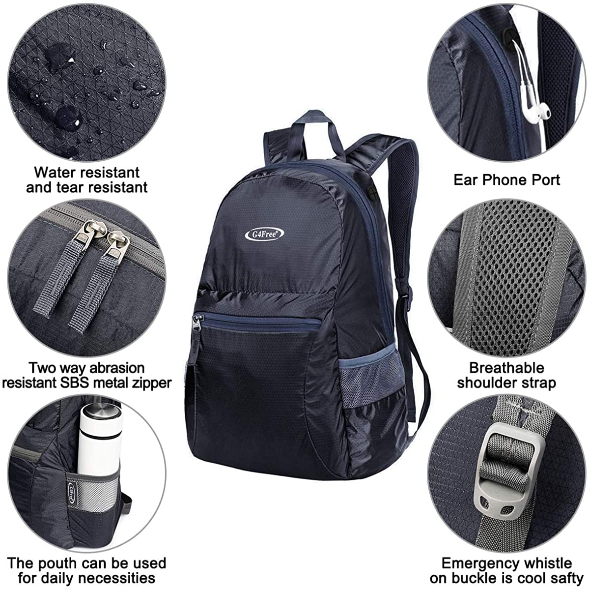 G4Free Ultra Lightweight Packable Backpack Travel Hiking Daypack Handy Foldable Water Resistant Camping Outdoor Backpack