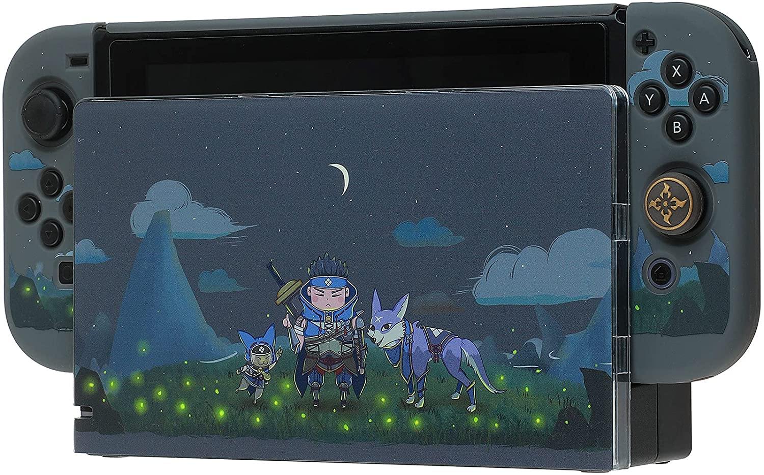 Dockable Case for Nintendo Switch, Protective Case Cover for Joy-Con Controllers with 4 Thumb Grips & Switch Base Cover (Monster Hunter Rise) - JOY2ESpree