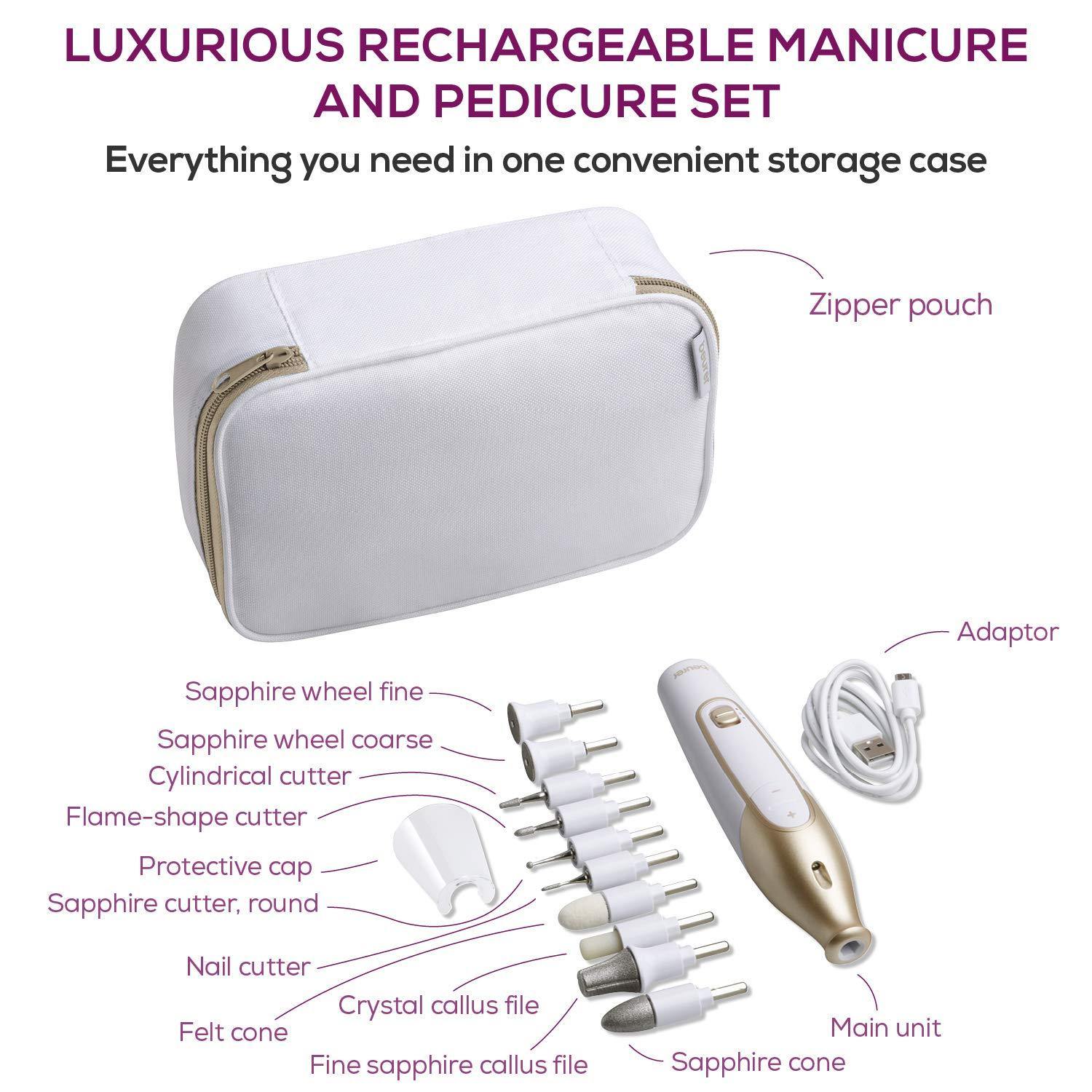 Beurer 14-piece Professional Manicure & Pedicure Nail Drill Kit, Cordless