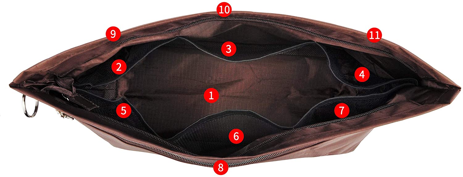 Vercord Purse Organizer Insert Bag Tote Handbags Pocketbook Inserts Organizers Zipper 11 Pockets Black Medium