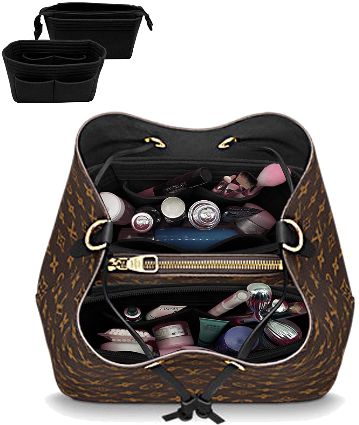 LEXSION Organizer,Bag Organizer,Insert purse organizer with 2 packs in one set fit LV NeoNoe Noé Series perfectly
