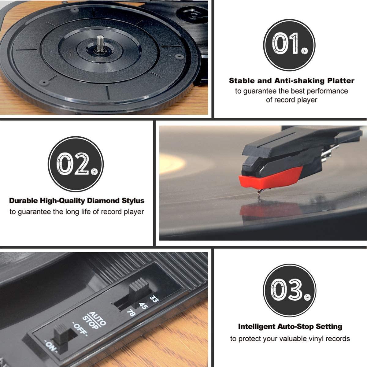 LP&No.1 Bluetooth Turntable HiFi System with Bookshelf Speakers - JOY2ESpree