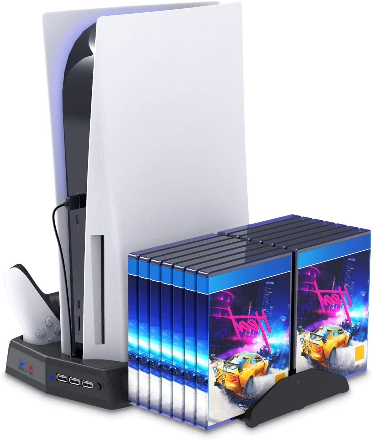 Vertical Stand for Playstation 5 with Cooling Fan Charging Station - JOY2ESpree