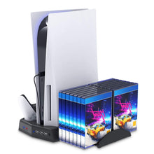 
                        
                          Muat gambar ke penampil Galeri, Vertical Stand for Playstation 5 with Cooling Fan Charging Station - JOY2ESpree
                        
                      