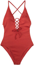 
                        
                          गैलरी व्यूवर में इमेज लोड करें, CUPSHE Women's Solid Color V Neck Lace Up One Piece Swimsuit
                        
                      