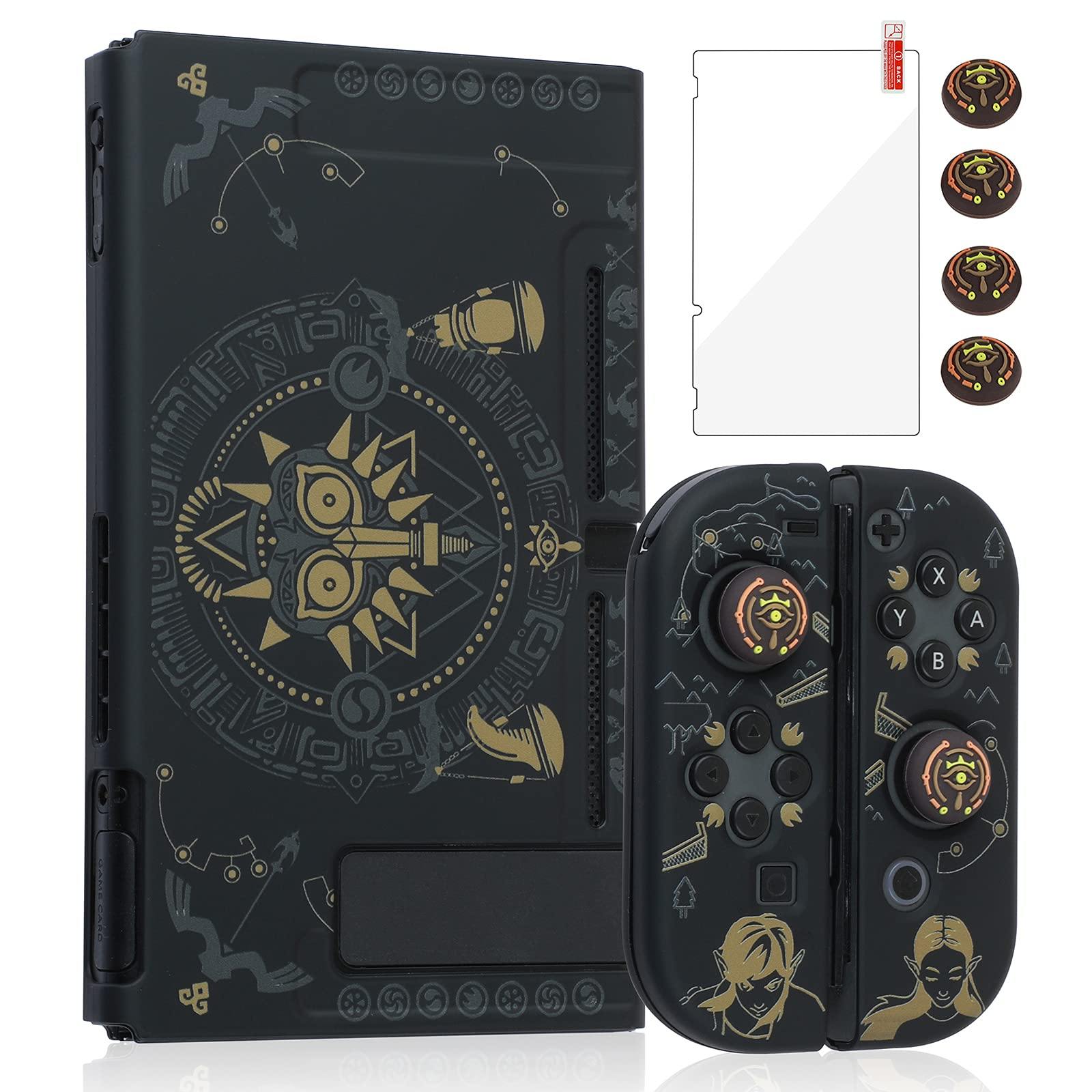 Dockable Case for Nintendo Switch,Protective Case Cover for Joy-Con Controllers with 4 Thumb Grips and Glass Screen Protector(The Legend of Zelda) - JOY2ESpree