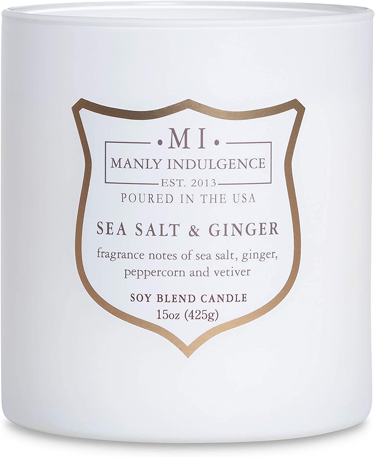 Manly Indulgence Sea Salt & Ginger Scented Jar Candle, 15 Oz, White