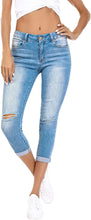 
                        
                          गैलरी व्यूवर में इमेज लोड करें, Resfeber Women's Ripped Boyfriend Jeans Cute Distressed Jeans Stretch Skinny Jeans with Hole
                        
                      