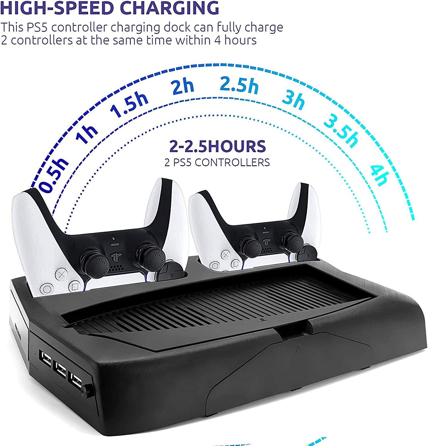 Stand with Cooling Fan and Dual Controller Charger for PS5 - JOY2ESpree
