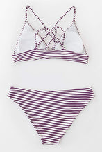 
                        
                          Load image into Gallery viewer, CUPSHE Women’s Bikini Swimsuit Stripe V Neck Back Cross Two Piece Bathing Suit
                        
                      