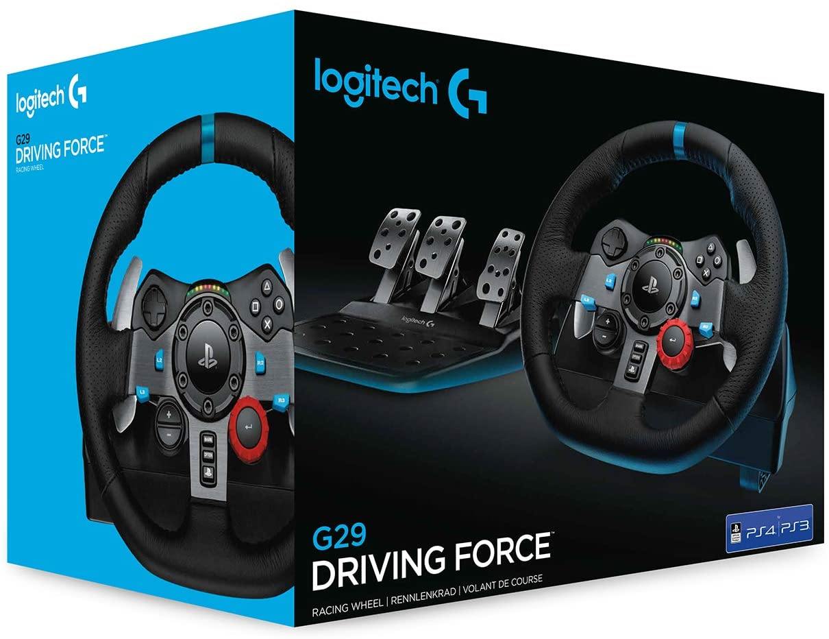 Logitech Dual-Motor Feedback Driving Force G29 Gaming Racing Wheel with Responsive Pedals for PlayStation 5, PlayStation 4 and PlayStation 3 - Black - JOY2ESpree