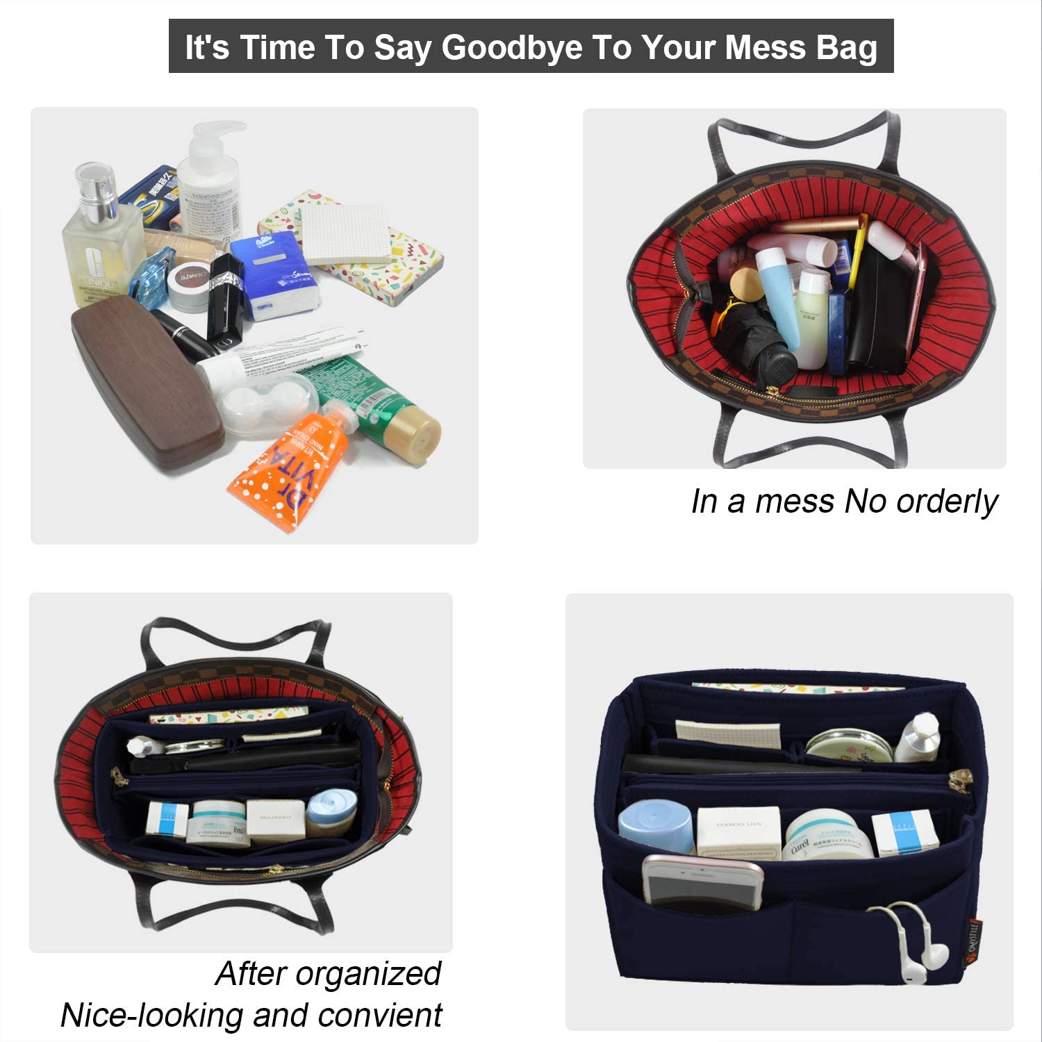 Purse Organizer Insert, Handbag & Tote Organizer, Bag in Bag, Perfect for Speedy Neverfull and More