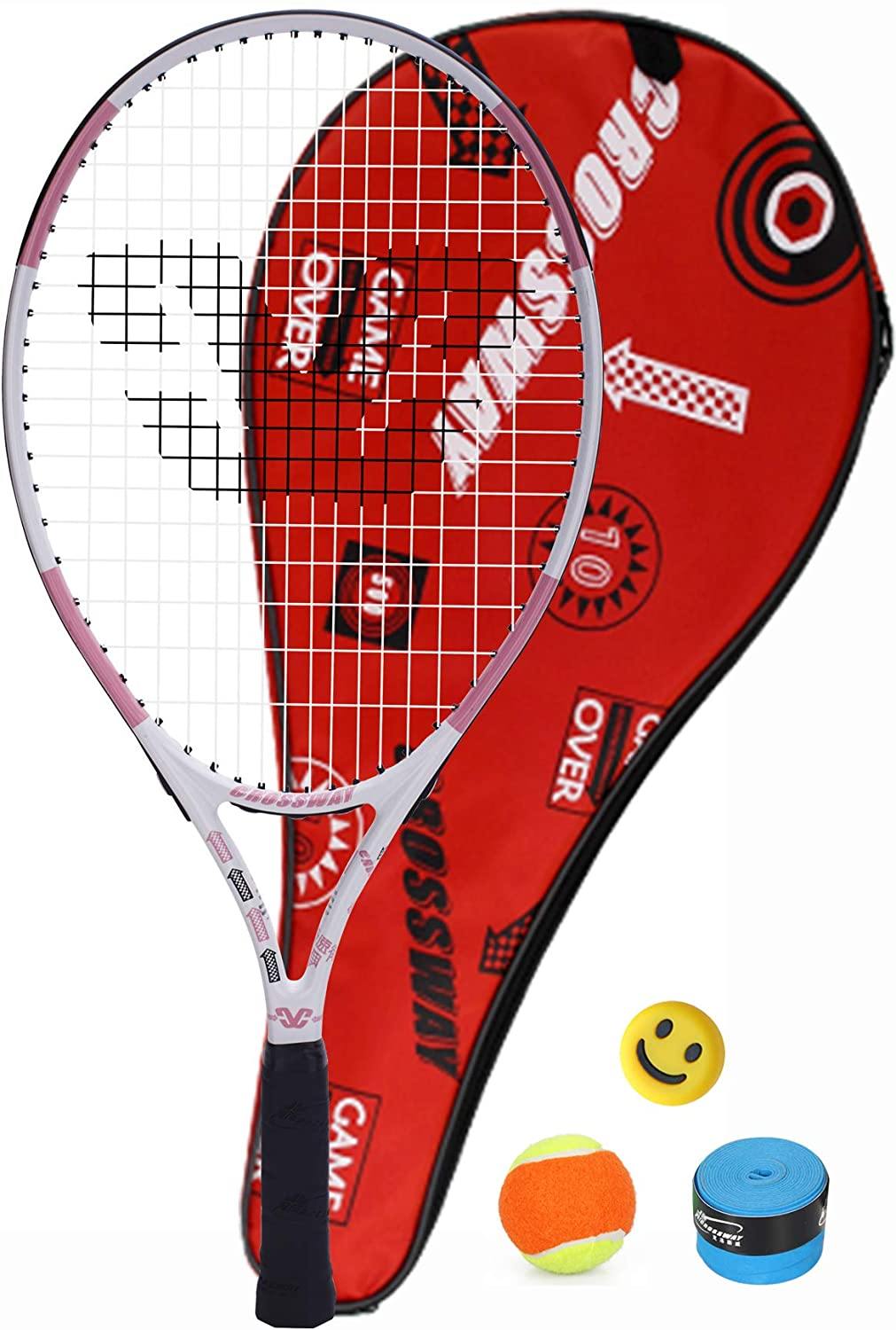 Crossway Sports 23" 25" Junior Tennis Racket 23 Inch 25 Inch Racquet Prestrung Aluminum w/ Youth Foam Training Ball - JOY2ESpree