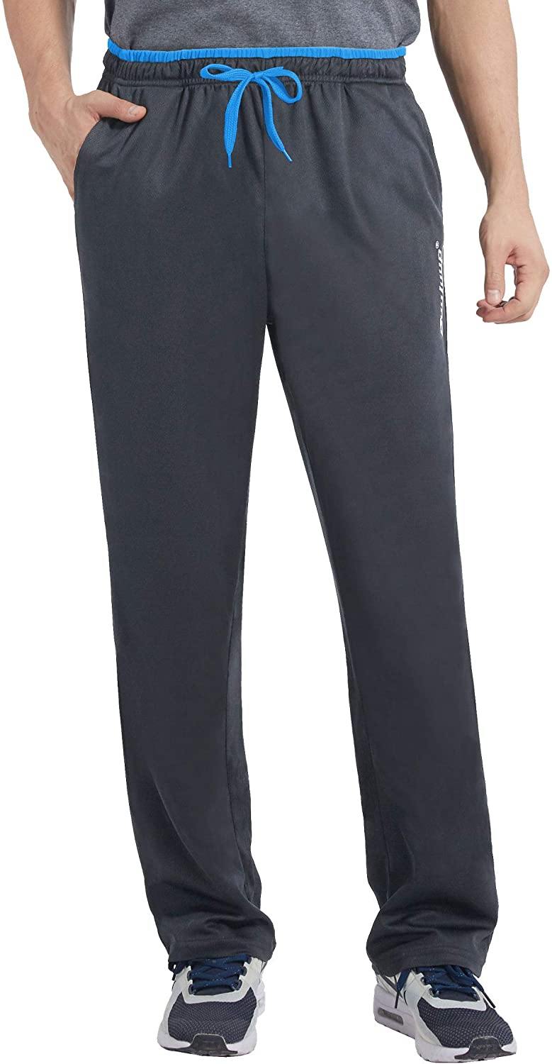 Duuluup Mens Jogger Sweatpants with Pockets Open Bottom Elastic Waist Workout Pants for Training Track Running - JOY2ESpree
