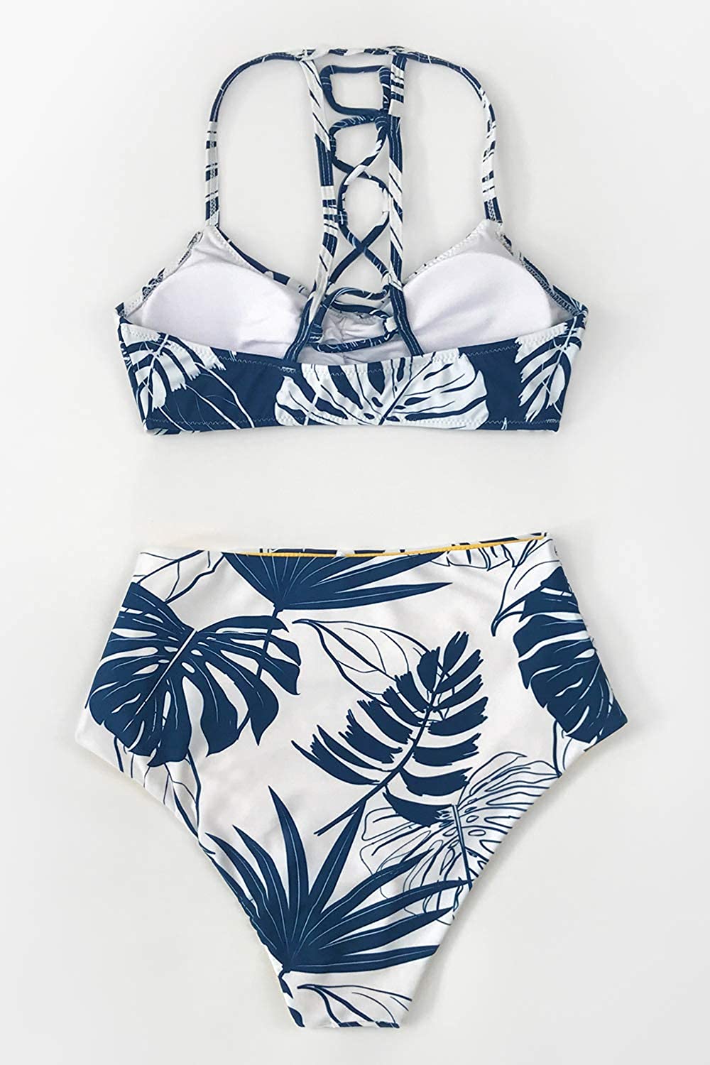 CUPSHE Women's High Waisted Bikini Floral Lace Up Two Piece Swimsuits