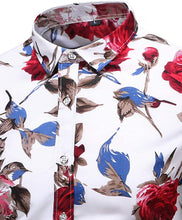 
                        
                          Load image into Gallery viewer, LEFTGU Men's Slim fit Floral Printed Beach Hawaiian Button-Down Dress Shirt
                        
                      