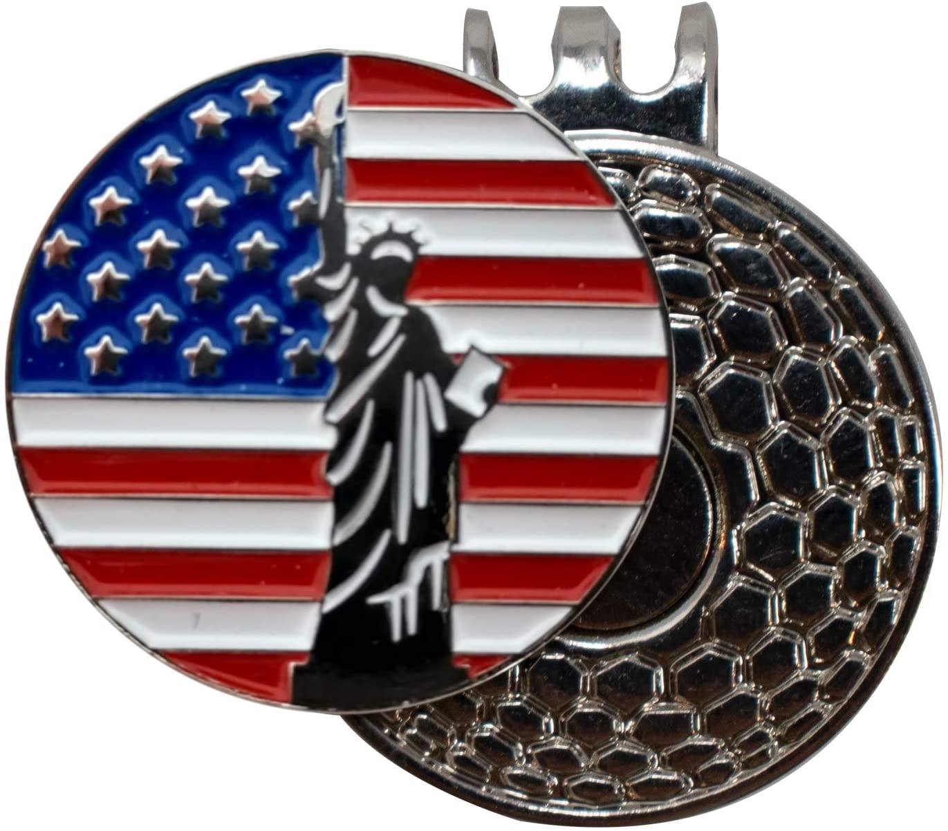 DA VINCI Magnetic Golf Hat Clip with 1 Inch Embossed Patriotic Metal Golf Ball Marker - JOY2ESpree