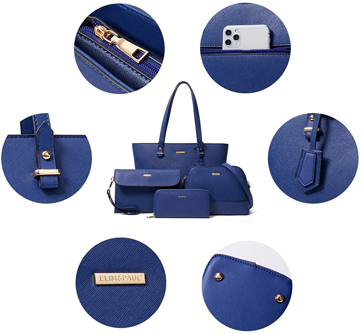 Women Fashion Handbags Wallet Tote Bag Shoulder Bag Top Handle Satchel Purse Set 4pcs