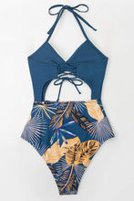 
                        
                          Load image into Gallery viewer, CUPSHE Women's Black Floral Print Halter Cutout High Waist One Piece Swimsuit
                        
                      