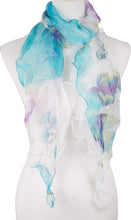 
                        
                          Load image into Gallery viewer, Double Layer Silk scarf, Floral Ruffle Silk Scarf, Summer scarf
                        
                      