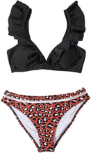 
                        
                          Muat gambar ke penampil Galeri, CUPSHE Women's Orange Floral Bottom Ruffle Hook Closure Bikini Set
                        
                      