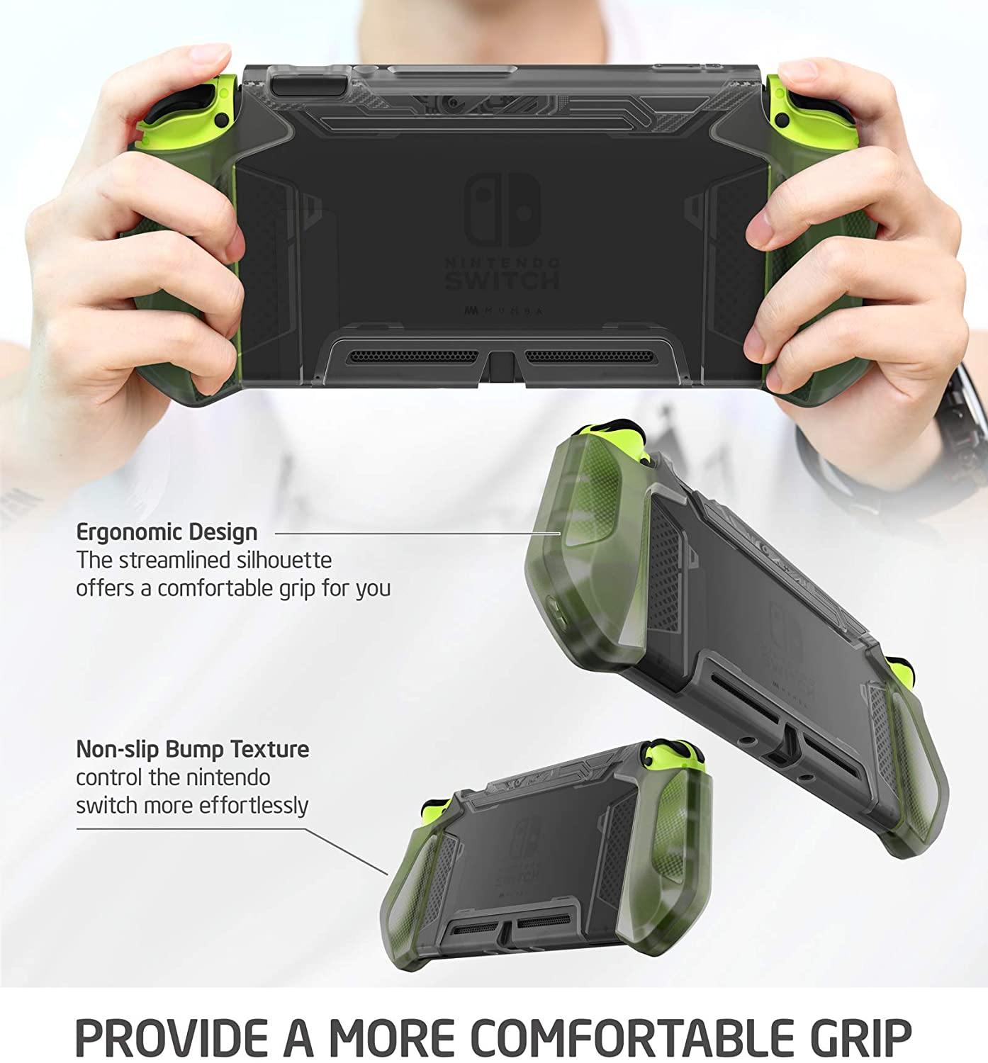 Mumba Dockable Case Compatible for Nintendo Switch, [Blade Series] TPU Grip Protective Cover Case with Ergonomic Design and Comfort Grip (Clear) - JOY2ESpree