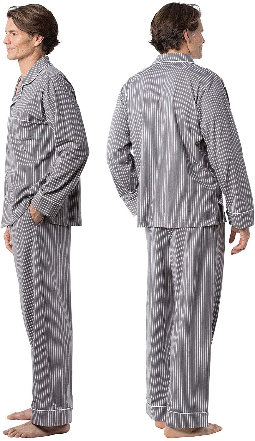 PajamaGram Classic Mens Pajamas Cotton - Men Pajamas Set
