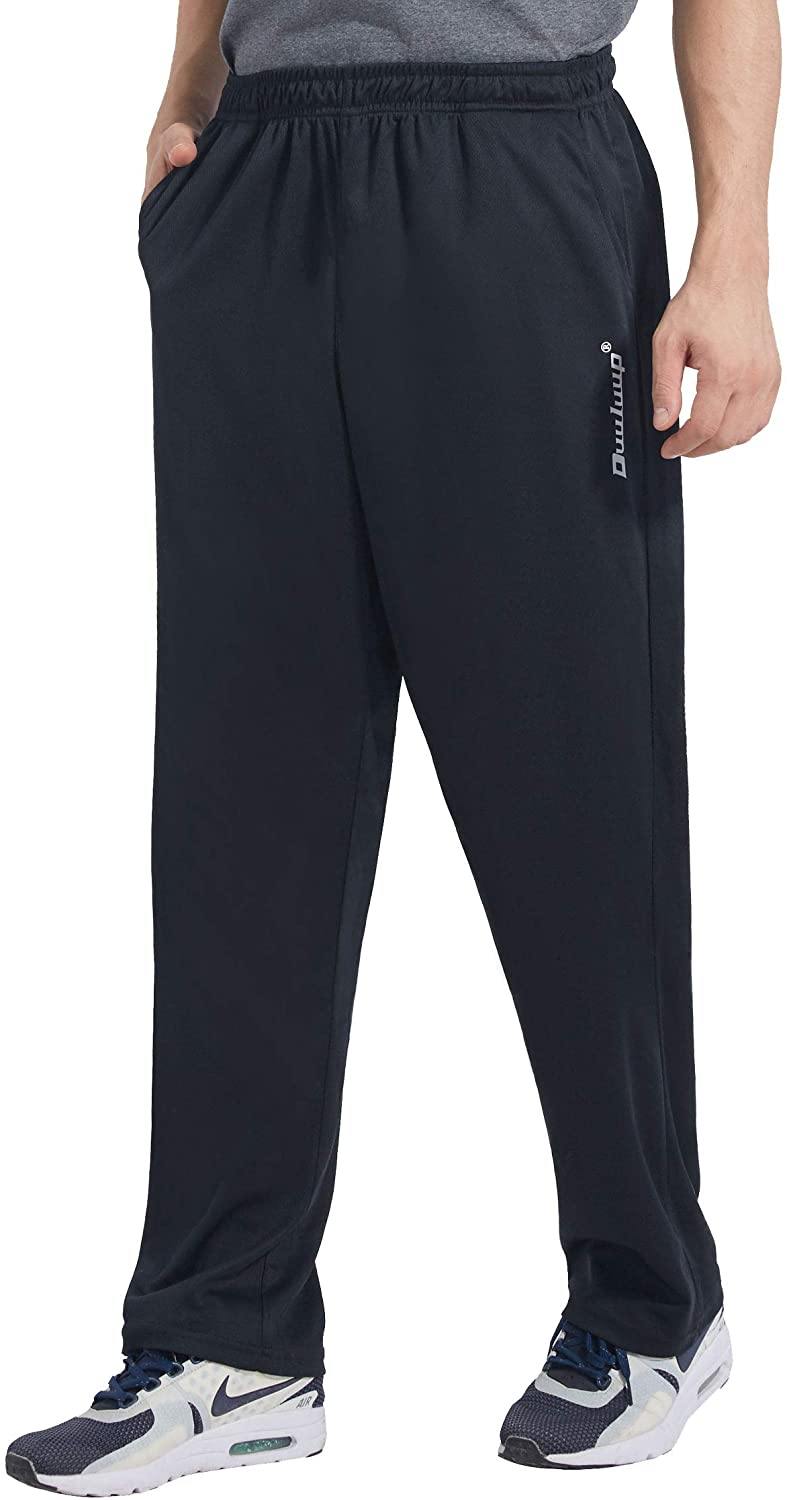 Duuluup Mens Jogger Sweatpants with Pockets Open Bottom Elastic Waist Workout Pants for Training Track Running - JOY2ESpree