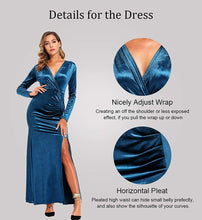 
                        
                          Load image into Gallery viewer, Ababalaya Long Sleeve Wrap Velvet Long Formal Dresses Cocktail Dress
                        
                      
