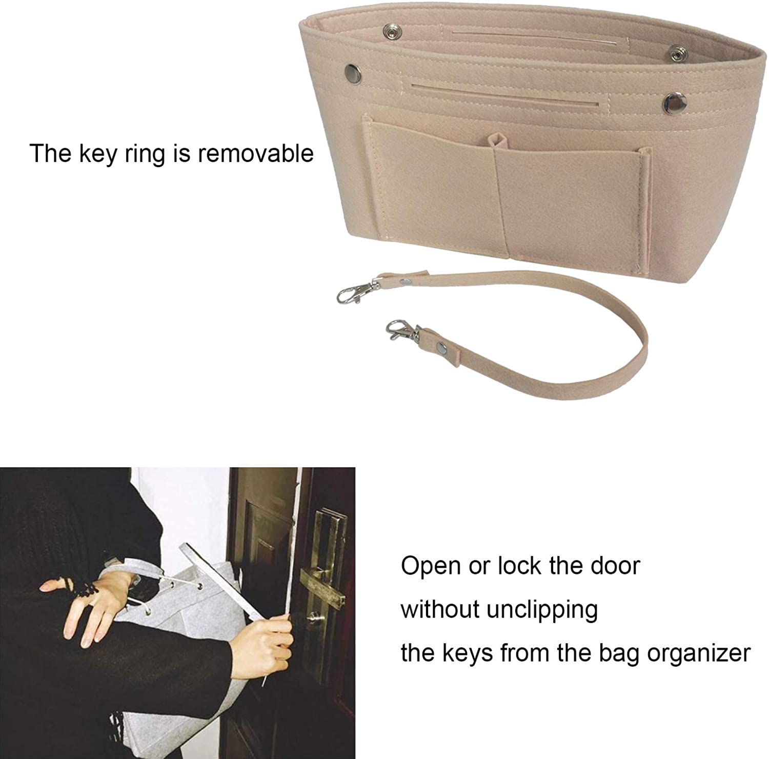 YIICOOLY Felt Tote Handbag Purse Organizer Insert Divider Shaper Bag in Bag
