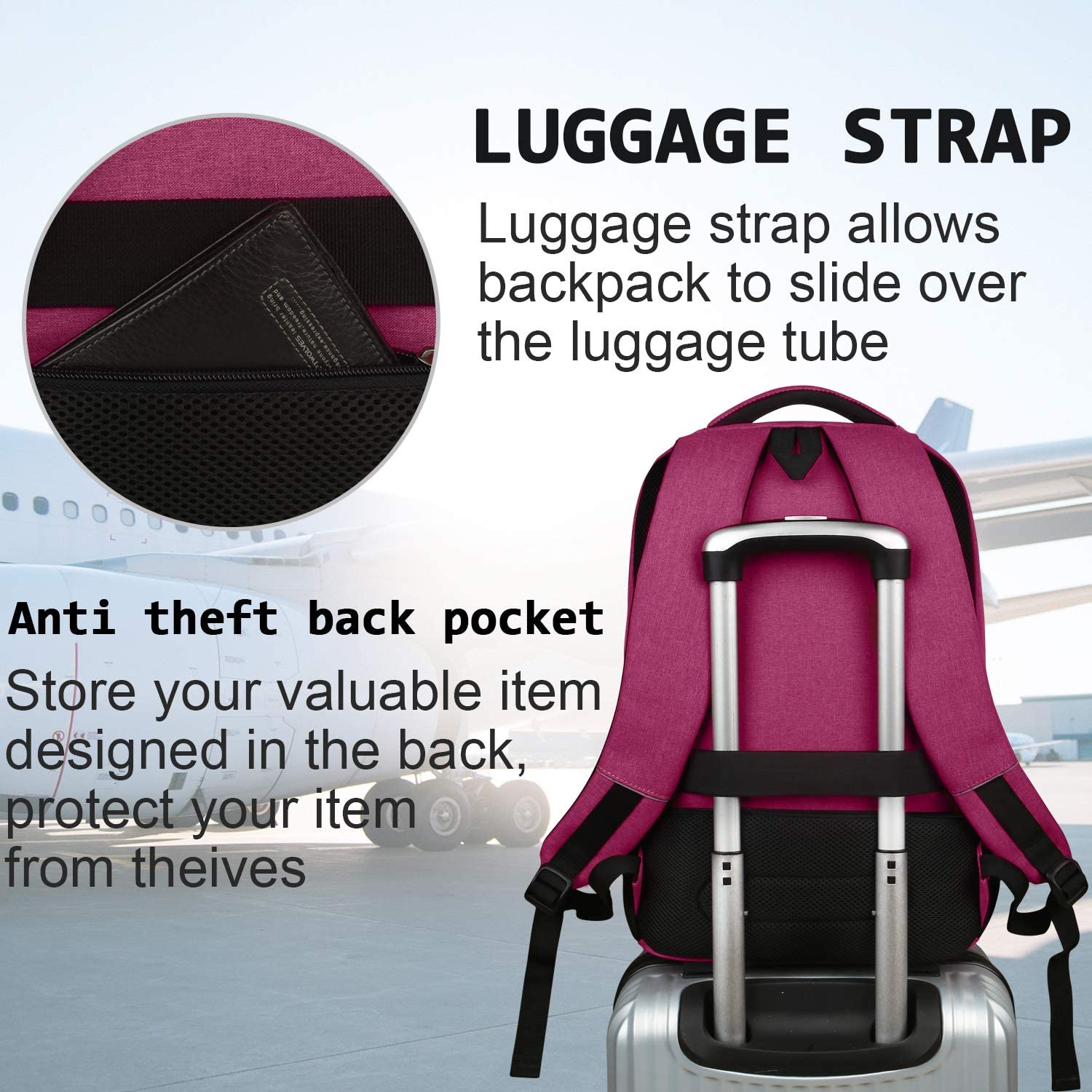 Laptop Backpack,Business Travel Anti Theft Slim Durable Laptops Backpack with USB Charging Port