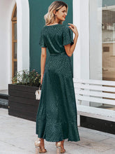 
                        
                          Load image into Gallery viewer, Miessial Women's Summer Chiffon V Neck Ruffle Maxi Dress Polka Dot Long Beach Wrap Dress
                        
                      
