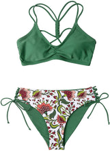 
                        
                          Load image into Gallery viewer, CUPSHE Women's Back Braided Straps Reversible Bottom Strappy Lace Up Bikini Sets
                        
                      