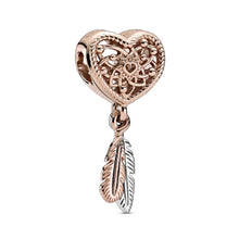
                        
                          Load image into Gallery viewer, PANDORA Heart &amp; Two Feathers Dreamcatcher - JOY2ESpree
                        
                      