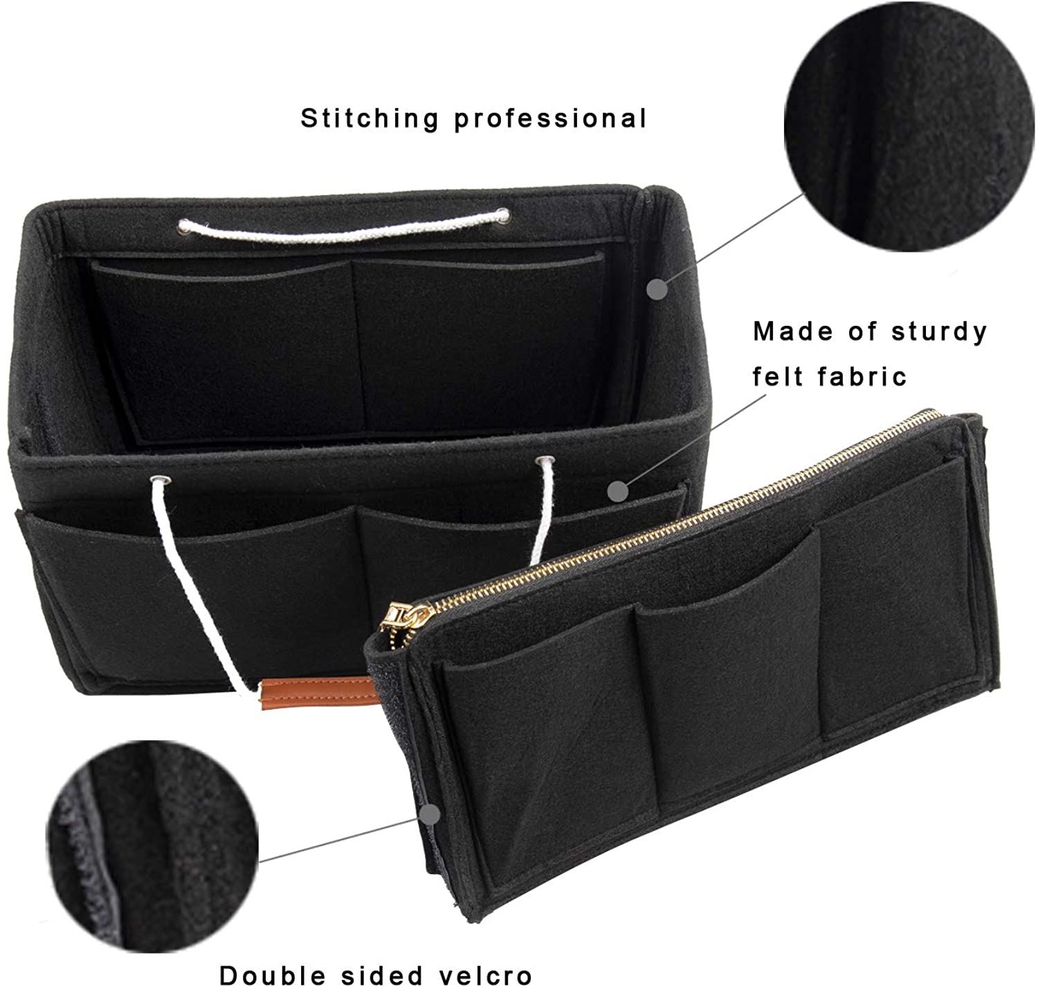 Purse Bag Organizer Insert with Lots of Different Size Spaces Divider Shaper for Speedy Shoulder Hobo Bag Keep Stuff Organized