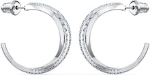 
                        
                          Load image into Gallery viewer, SWAROVSKI Women's Twist Hoop Earrings Collection, Rhodium Finish, Blue Crystals, Clear Crystals - JOY2ESpree
                        
                      