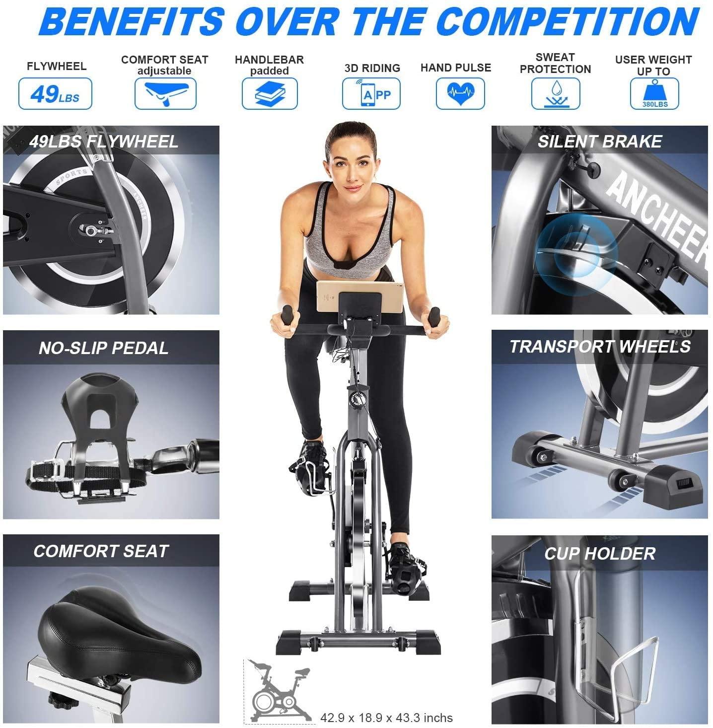 ANCHEER Indoor Cycling Bike, Stationary Exercise Bike with Heart Rate Monitor - JOY2ESpree