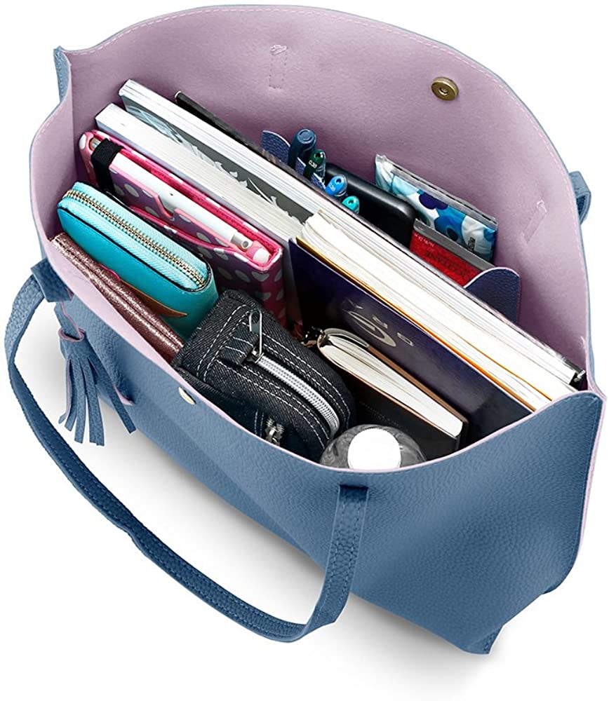 Oct17 Women Large Tote Bag - Tassels Faux Leather Shoulder Handbags, Fashion Ladies Purses Satchel Messenger Bags