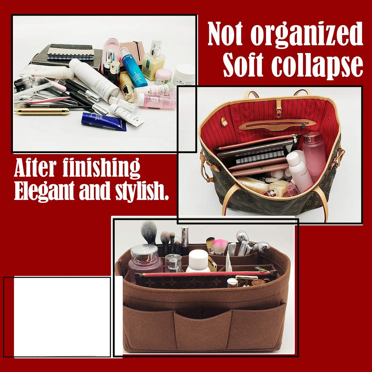 LEXSION Felt Purse Insert Bag Organizer Bag In Bag For Handbag Purse Organizer Fits Speedy Neverfull