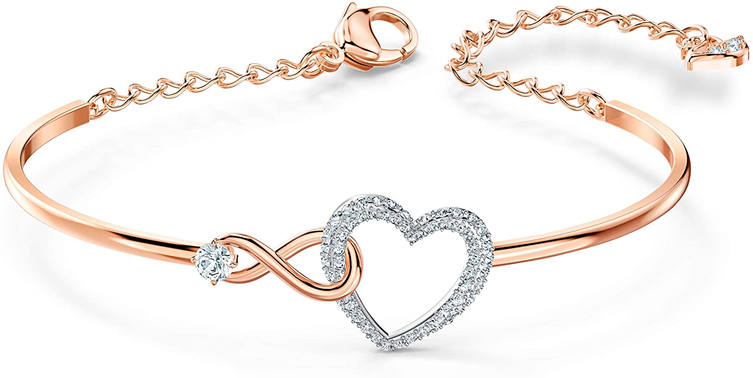 SWAROVSKI Women's Infinity Heart Jewelry Collections, Rose Gold Tone & Rhodium Finish, Clear Crystals - JOY2ESpree