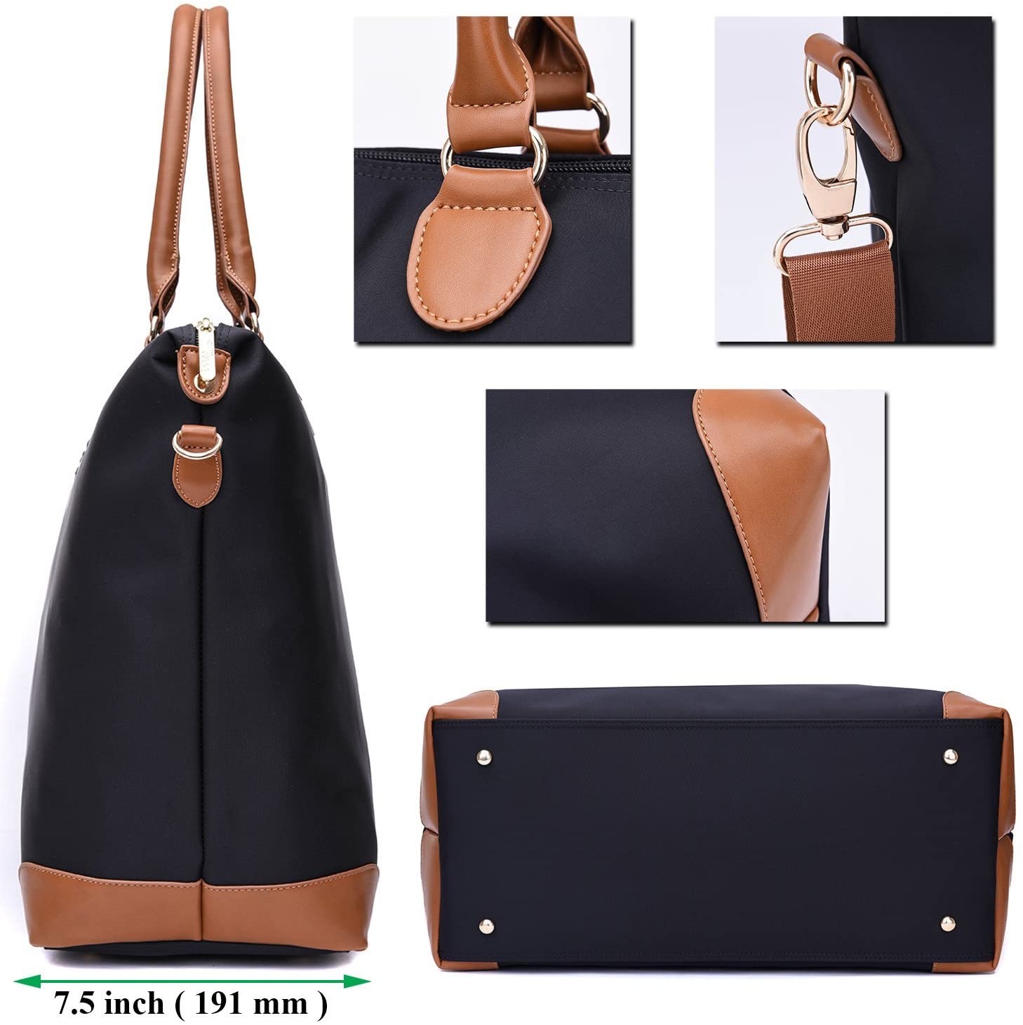 NNEE Large Oversized Water Resistance Nylon Tote Bag With Multiple Pocket Design (Navy)
