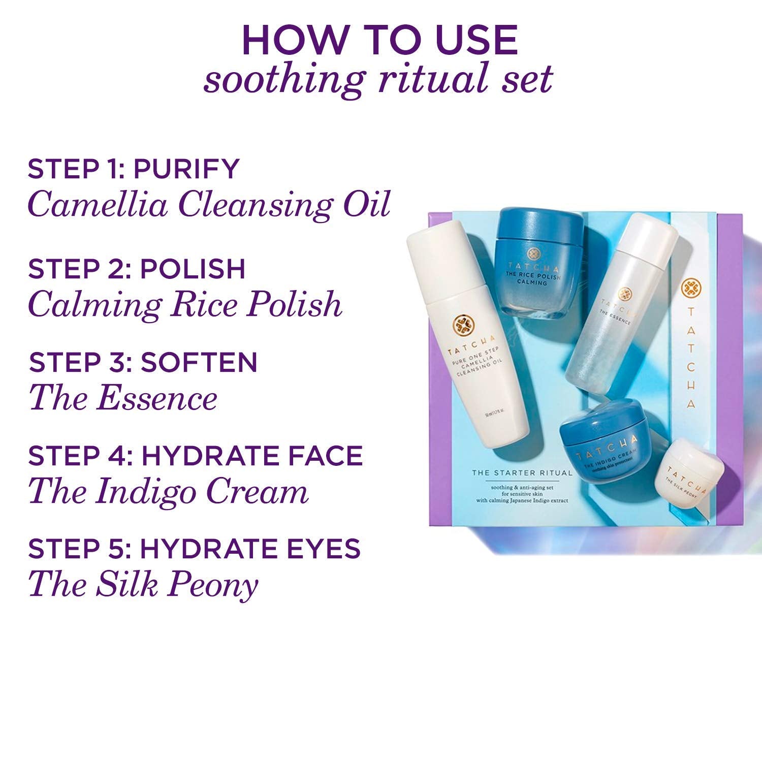 Tatcha The Starter Ritual Set - Balancing for Normal to Oily Skin: Includes Pure One Step Camellia Cleansing Oil, Rice Polish