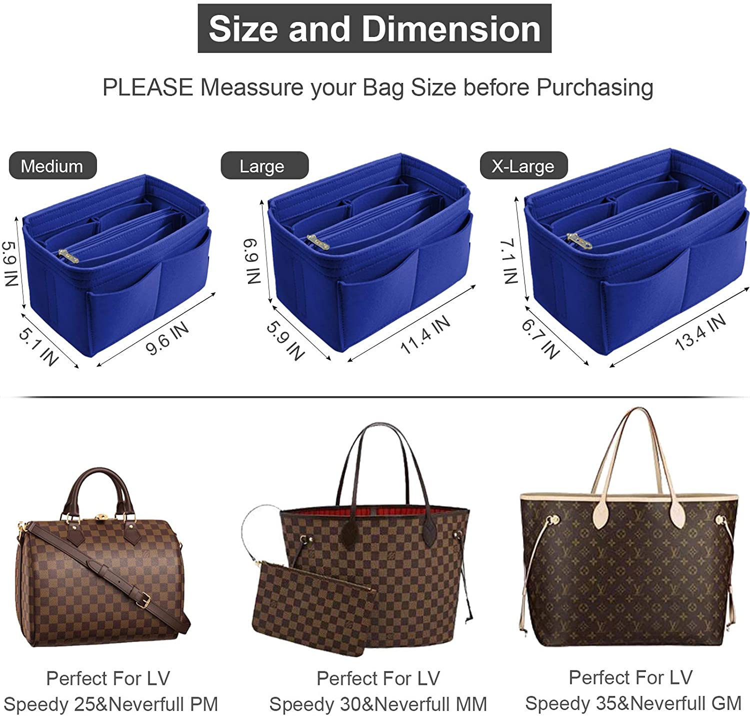 Purse Organizer Insert, Handbag & Tote Organizer, Bag in Bag, Perfect for Speedy Neverfull and More
