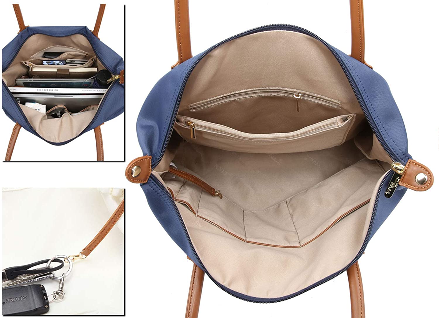 NNEE Water Resistance Nylon Tote Bag & Multiple Pocket Design