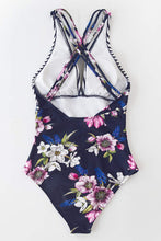 
                        
                          Load image into Gallery viewer, CUPSHE Women's One Piece Swimsuit V Neck Tummy Control Cross Back Vintage Swimwear Bathing Suits
                        
                      