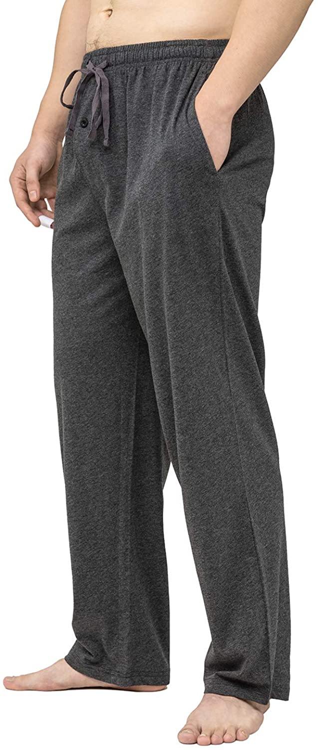 Bintangor Men's Sleep Pajama Pants 100% Cotton Knit Elastic Waistband Lounge Wear Long