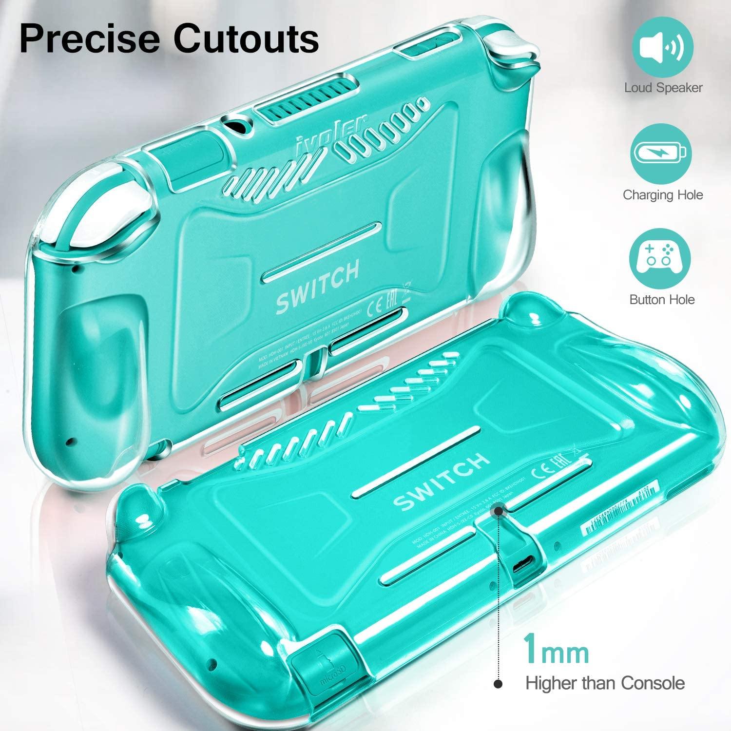 iVoler Protective TPU Glitter Case for Nintendo Switch Lite 2019 with 2 Pack Tempered Glass Screen Protector - JOY2ESpree