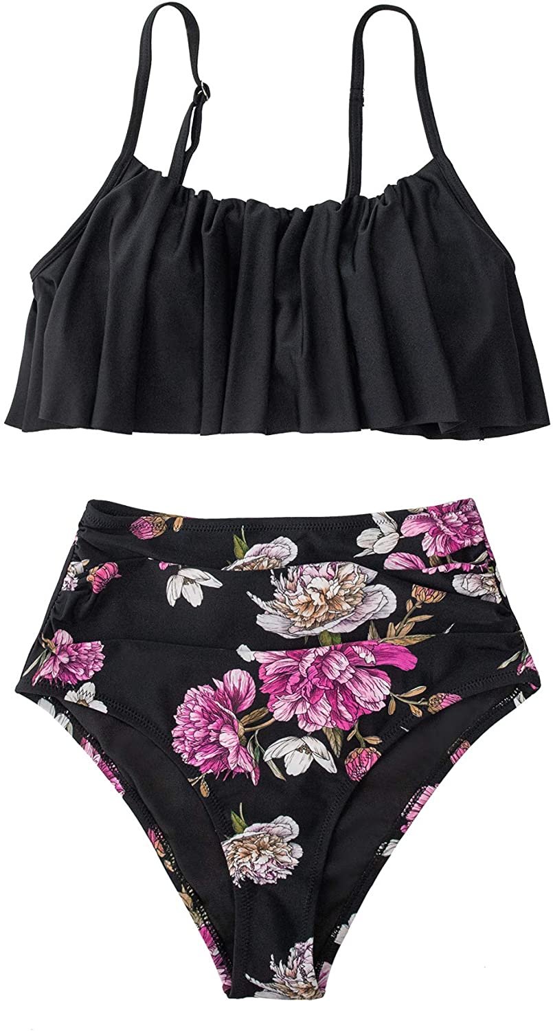 CUPSHE Women's High Waisted Falbala Bikini Set
