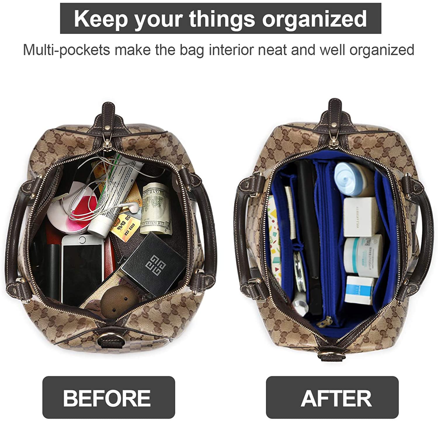 Purse Organizer Insert, Handbag & Tote Organizer, Bag in Bag, Perfect for Speedy Neverfull and More